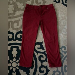 J.Jill Women Red Casual Pants 14 Petites Fall And Winter Color Pants Holiday